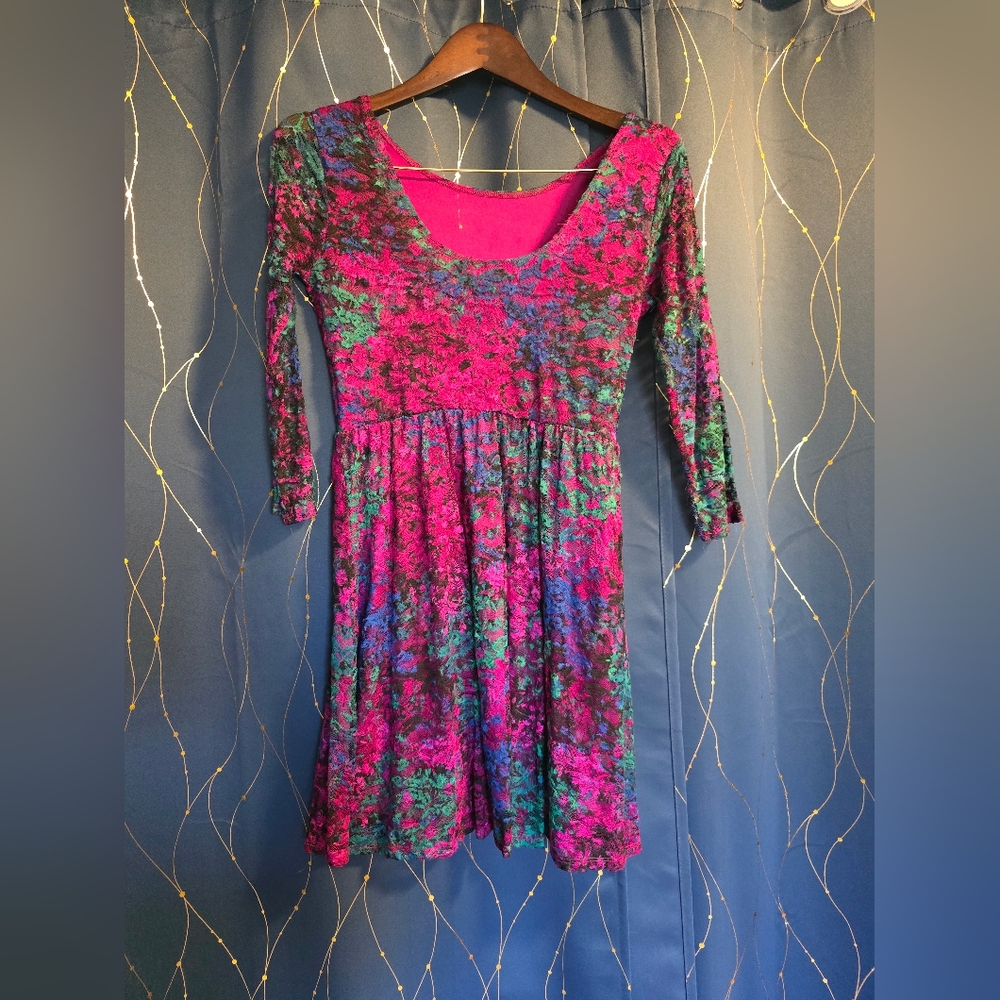 Vibrant Floral Long Sleeve Dress